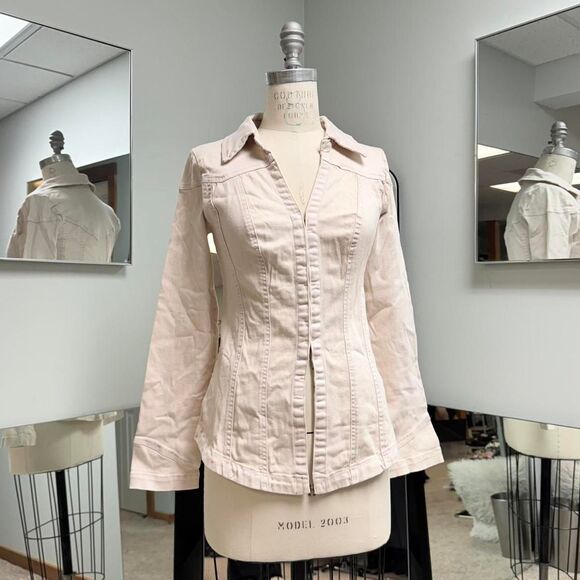 Free People Pale Pink Denim Jacket - Picture 1 of 4